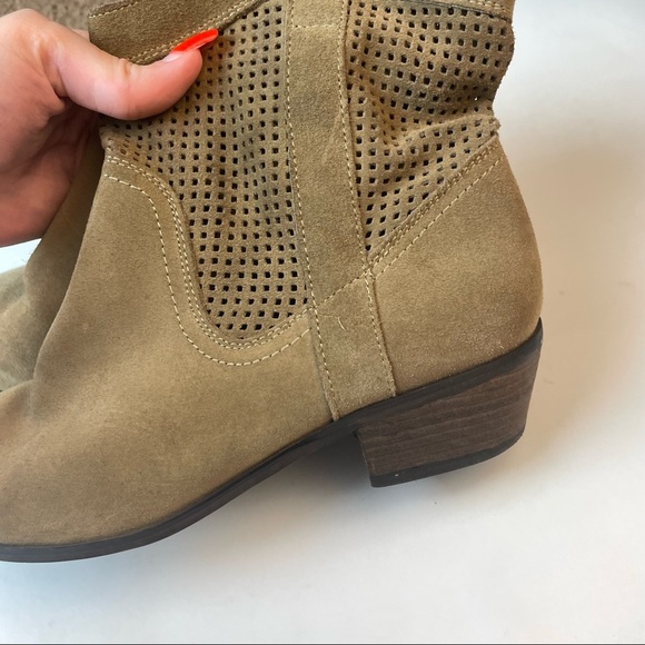 Sole Society Tan Mesh Heeled Ankle Booties Size 7 - Picture 3 of 8